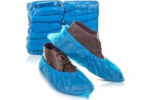 BEST QUALITY PIMPAM FACTORY 100% GUARANTEED PimPam Factory - Cubre Zapatos Plástico Azul Polietileno Rugoso - Patucos Desechables Sanitarios - Cubrezapatos Impermeable Ajustables para Enfermería, Hostelería, Fábricas - Certificado ISO -Pack 100