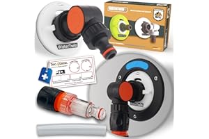 MaJoCompTec® WATERTWIN - Tappo per serbatoio dell'acqua con attacco per acqua | Adattatore per serbatoio dell'acqua | Accessori per camper roulotte (versione FLEX + filtro compatto, adattatore a 3 pin