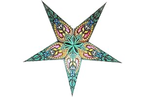 YEPSIO Paper Star Lantern Lampshade Light Shades Large 60cm Star Hanging Decorations for Christmas Wedding Home Decoration Birthday Party (Green, Red, Orange)