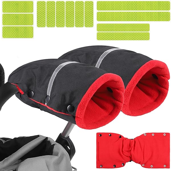 1 paar zwarte kinderwagenhandschoenen, handmatige kinderwagenverwarming, waterdicht, winddicht, plus fleece handschoenen, warme handschoenen, wintercadeau voor kersverse ouders