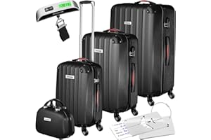 TecTake® Set de Valises Voyage 4 Tailles - Grande et Petite Valise Cabine avec Roulettes Pivotantes 360° - ABS, Cadenas, Poignée Télescopique