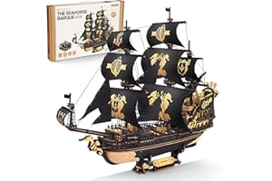 ROKR Maquettes de bateau en bois 3D à construire pour adultes, voilier mécanique à monter soi-même, maquettes de bateaux à construire pour adultes, barque hippocampe MCB02