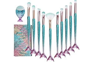 Makeupborstar set, NIZIYI 11 st sjöjungfru makeupborste kit kosmetisk borste set skönhetsborste ögonskuggor eyeliner conceale