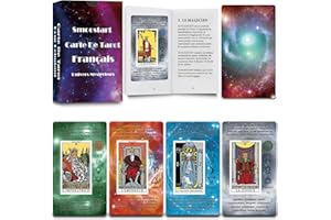 Smoostart Cartes De Tarot Français pour Débutant avec Significations, Holographiques Tarot avec Guide pour Débutants, Mots-Clés, Élément, Planète, Zodiaque, Chakra, Oui Ou Non, Numérologie