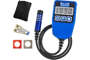 Blue Technology Misuratore di Spessore per Auto DX-13-S-AL, misuratore di Spessore della Vernice in Acciaio e Corpo in Alluminio, misuratore di Vernice, sonda Piatta Mobile, Campo di misurazione Fino
