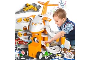 CI VETCH Flugzeugkonstruktion Flugzeug Spielzeug für Jungen 2+, Flugzeugspielzeug für Kinder 3-5, Garage Parkplatz Playset, Kleinkind Junge Spielzeug Vorschule Geburtstag Geschenk für 3 4 5 6 Jahre alt