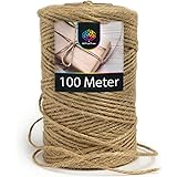 OfficeTree Jute Rope - Hantverk 100 m - 1 Roll Rep - Jute Rope 2mm - Naturlig produkt hem, trädgårdsarbete, hantverk och deko