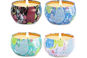AIMASI Scented Candles Gift Set of 4 Jasmine,Lotus,Lilac Blossoms & White Gardenia,Aromatherapy Candles, Natural Soy Wax Portable Travel Tin Candle, Birthday Gifts, Mother's Day,Gifts for Women