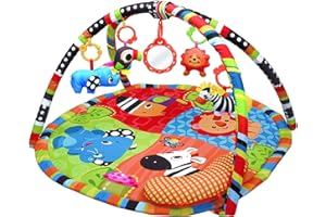 MEERO LONDON Animal Safari PlayMat, Play Gym Activity Play Mat & Gym for New Born Babies and Toddlers,Soft Toys,Fun Animals,Textures,Mirror, Discovery Carpet for Infants,New Born -Suitable from Birth