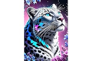 QINRUBB DIY Leopard Diamond Painting Erwachsene, 5D Blumen Diamant Painting Bilder Anfänger, Fantasie Runder Vollbohrer Diamanten Malerei Stickerei Kreuzstich Geschenke Home Wand Dekor 30x40cm