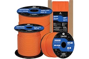 Abma Cord Paracorde 3mm 15m Corde Nylon Type II 3 Brins Corde de Survie, Corde Extérieure pour Linge Extérieur - Max. 192 kg - Orange