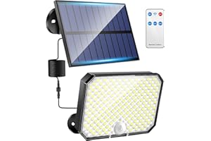 One Fire Solar Lights Outdoor Garden Light,[190LED+3 Modes+Remote] Solar Security Lights Outdoor Motion Sensor, 2200mAh IP65 Solar Wall Light for Front Door, Yard, Garage, Garden