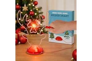 MIJOMA Weihnachtsspiel Partyspiel Heißer Draht Rentier, Weihnachtspartyspiel mit Licht- und Soundeffekt, 22 x 17 x 9.5 cm, Riesenspaß für die ganze Familie.