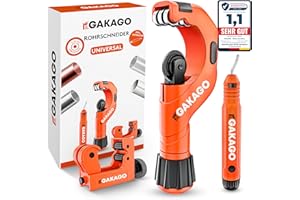 Gakago Rohrschneider Set 3-50mm mit Entgrater - Vielseitiger Rohrabschneider für alle gängigen Metalle wie Edelstahl, Kupfer, Aluminium, Stahl oder Kunststoff (bspw. PVC & PE) auch als Verbundrohr