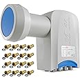 Poppstar Octo LNB 8-way LNC Set with 16x F-connectors for Cable Satellite Dish 8 Devices (digital, 4K, Full HD, 4k UHD, 3D TV)