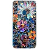 PrintiFy Samsung Galaxy M21 ile Uyumlu Vitray M&uuml;cevher Flora Tasarımlı Şeffaf Silikon Kılıf