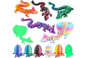 NNOUONN 6Pack Dragon Eggs with Dragon Inside - 3D Printed Dragon in Egg Set Fidget Animals Toy - Easter Basket Fillers - Mythical Pieces Articulated Mobility Decor for Home Office & Easter Gifts ( Multicolor)