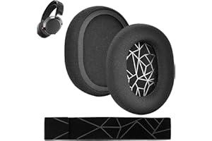 ERIOSCAR 1 para nauszników i 1 x zapasowy pasek do słuchawek do gier SteelSeries Arctis 7/7+/7P/7P+/7X/7X+/9/9X/Pro/Prime Wireless Gaming słuchawki z pianką izolującą dźwięk (czarno-białe)