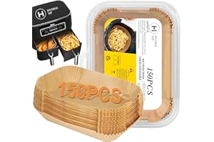 H HYDRO SIP HS| Air Fryer Liners -150 PCS, Disposable Air Fryer Liners for Ninja Dual, AirFryer Paper Liners for AF300UK AF400UK, Compatible with Ninja and Other Dual Zone Air Fryer.