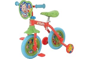 MV SPORTS & LEISURE CoComelon M004527 2-In-1 Training Toddler Bike - Convertible Training Bike for 2+ Years Girls and Boys with Removable Pedals and Stabilisers - Adjustable 10 Inches Bikes Multicoloured 63x40x58cm