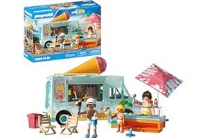 PLAYMOBIL | Vacation on The Beach | Camioneta de Helados con Tienda de Surf | Juguete para Mayores de 4 años | Regalo Ideal para niños | Aventura en la Playa con Figuras y vehículo | 71904