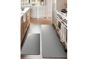 Anti-Fatigue Kitchen Mat Set – 2-Piece Memory Foam Cushioned Mats for Standing – Gray, 18×30 & 18×60, 0.4 in Thick, Waterproof, Non-Slip – Homergy