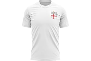 PURPLE PRINT HOUSE England Shirts for Men - England Flag Badge Retro T Shirt - Football Country European 2022 Supporters Red White Lion Tee Him - 2020 English Tournament Footy Soccer Top