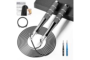 PALECLOUDS Springseil Speed Rope, 360° Springseil Erwachsene Fitness mit Trainingsposter für Männer & Frauen, Verstellbares 300CM Seilspringen mit Doppellagersystem & Aluminium-Griff für Boxen & MMA
