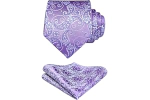 HISDERN Cravatte uomo Paisley Floreale Cravatta Fazzoletto Set Matrimonio Cravatte da uomo & Pocket Square