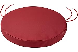 SOFTILLO Round Bistro Circular Chair Cushion with Seat Ties – 35cm | Indoor and Outdoor Furniture Seating | Water-Resistant Polyester |Patio, Kitchen Dining, Lawn & Garden, Coffee Shop Use | Dark Red