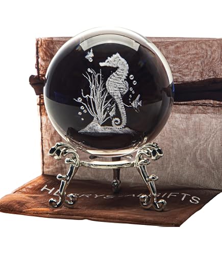 Boule Cristal Méduse 3D HDCRYSTALGIFTS - 60mm Avec Support Argent, Décoration & Cadeau Boule Cristal Gravée Laser