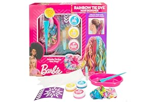 Colorbaby Barbie - Set diseño Cabello arcoíris, Mechas Colores niña, Tinte Lavable, Guantes, Plantillas, Recipiente, Pincel, gomina y coletero Tie Dye, Pinturas Pelo para niños, 48430