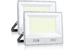 VRTOGTHE Focos LED Exterior 300W - 2 Piezas 30000LM 7000K Blanco Proyector LED Exterior, IP67 Impermeable Luces LED Exterior para Fábricas, Talleres, Campos Deportivos, Garajes