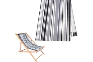AHANDMAKER Chair Replacement Fabric, Canvas, Black and Gray Stripes, Casual, Durable for Beach, Garden, 44x17inch