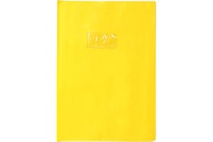 Clairefontaine 72214C - Heftumschlag / Heftschoner / Hefthülle Calligraphe mit Feinkörnung und Diamantmotiven, DIN A4 21x29,7 cm, Etikettenhalter, aus PVC blickdicht und strapazierfähig, Gelb, 1 Stück