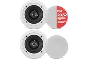 Pyle Altavoces empotrables, Pared, Techo, 6.5”, 200W, Dos vias, Tweeter de polimero de 1/2”, 70Hz-20kHz