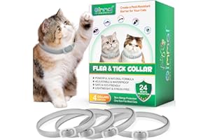 PETPYA Flea & Tick Collar for Cats, Flea Tick Treatment - 4 Packs Cats Collar Effective Protection for Flea, Waterproof Soft & Adjustable Cat Flea Collar Suitable for All Cat Breeds & Sizes - 4 Collars