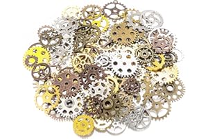 YOUYIDUN 180G Steampunk Gears, Vintage Metal Cogs for Crafting, Steampunk Pendants Charms Vintage Jewelry Accessories for DIY Handmade Projects