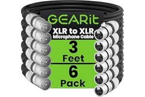 GearIT XLR Microphone Cable (3 Feet, 6-Pack) Male to Female 3-Pin Balanced Shielded Cable for Mic Mixer, Recording Studio, Podcast - Black, 3ft