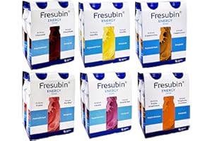 Fresubin Energy Drink - Mischkarton Hochkalorische Trinknahrung von Fresenius Kabi in 6 Geschmacksrichtungen, 300 kcal pro Flasche (200 ml (24er Pack), Mischkarton)