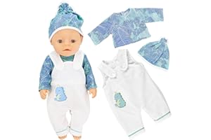 JurciCat Vetements pour Vêtements Poupon Bebe Poupée Accessoire avec Chapeau Pantalon à Manches Longues Accessoires pour Poupon Bebe 35-43 cm Cadeau pour Enfants Filles Garcons(Poupées Non Incluses)