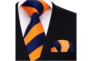 HISDERN Cravate Homme Mariage Cravate à Carreaux/Pied-de-poule et Mouchoir La Cravate des Hommes & Carre de poche Set