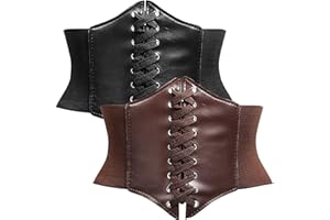 TAIZER Ancho Elástico Corsé Cintura Corsé de Cordones Cinturón Negro Cinturón Elástico de Corsé Cintura de Encaje Corsé Cinturón Retro Corset Aplicar Las Mujeres Corsés Vestidos de Fiesta Juego de 2 Piezas