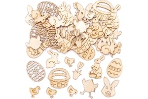Baker Ross Mini Formes en Bois de Pâques - Lot de 50, Fournitures Artistiques pour Enfants (AT476)