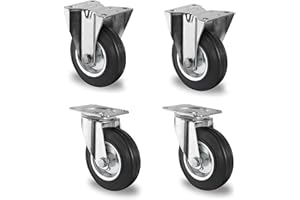 DELEX-ROLLEN 4 Stück Transportrollen lenkbar 100mm Gummibereifung Bock/Lenk