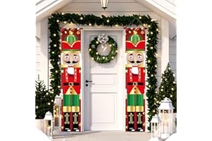 Hileyu Banner de Cascanueces Navidad,Decoracion Navidad Hogar Exterior,para Decoración al Aire Libre,Diseño de Soldado,para Porche,PuertaDelantera,Jardín,Pared,Interior,Exterior,30 x 180 cm