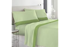 LARA MORADA Set Completo Letto Lenzuola 100% Cotone Stampato Made in Italy Dis Micron Una Piazza E Mezza Verde