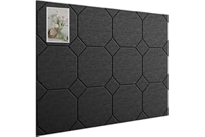 Woovio Large Cork Boards for Walls 120X90cm, Felt Bulletin Boards with Self Adhesive, 12 Pack Felt Wall Tiles Alternative Pin Board Cork Boards for Office Classroom Wall Decor Black