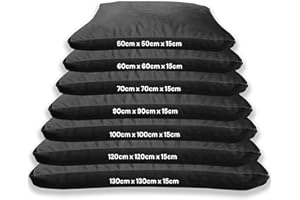 Kosiproducts Beanbag Floor Square Cushions Pillow Plush Velvet 100% Soft Polyester-[60cmx60cm, Black