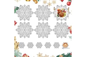 Homcomodar Christmas Placemats and Coasters Set of 6 Snowflake Silver Table Mat Wipeable Heat Resistant Table Place Mat for Dining Table Christmas Holiday Party Decoration Party Decor